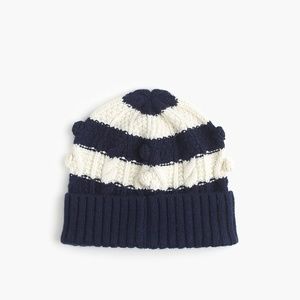 J. Crew Striped pom-pom hat